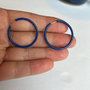Vintage Cobalt blue hoop earrings 80s